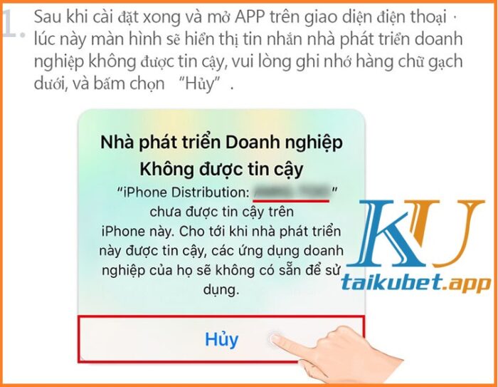Xác thự app Kubet cho điện thoại Iphone